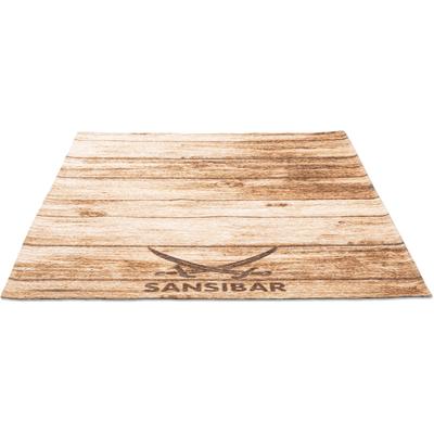 Teppich SANSIBAR "Keitum 009", braun, B:130cm H:3mm L:190cm, Polyester, Teppiche, Flachgewebe, Motiv Holzdielen & gekreuzte Säbel Image