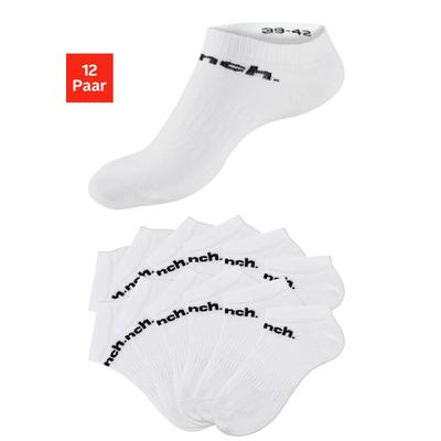 Sportsocken BENCH., Damen, Gr. 39-42, weiß (12x weiß), Baumwollmischung, unifarben, elastisch, Socken, Sneakersocken mit klassischem Logoschriftzug Image