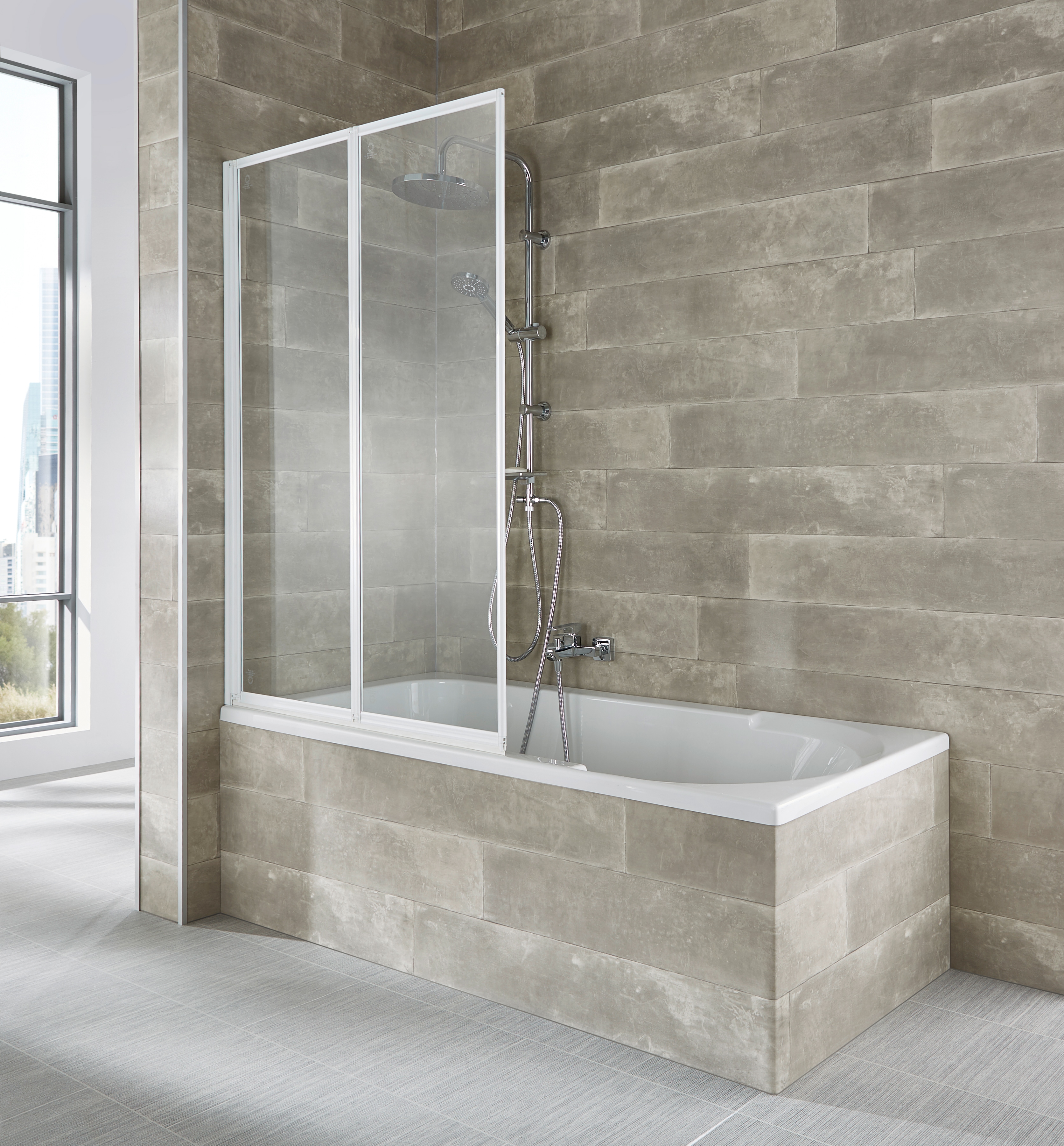 Badewannenaufsatz WELLTIME "Nassau", weiß, B:100cm H:140cm, Duschwände, Komplett zusammenfaltbar