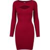 Shirtkleid URBAN CLASSICS "Urban Classics Damen Ladies Cut Out Dress", Damen, Gr. L, US-Größen, rot (burgundy), 35% Viskose, 35% Polyacryl, 30% Polyamid, unifarben, klassisch, slim fit, U-Boot-Ausschnitt, Langarm, Kleider