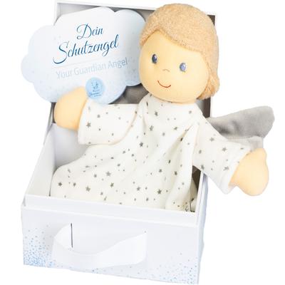 Schmusetuch STERNTALER "Schutzengel M" grau (weiß/grau) Baby Schnuffeltücher mit integrierter Rassel und Geschenkbox