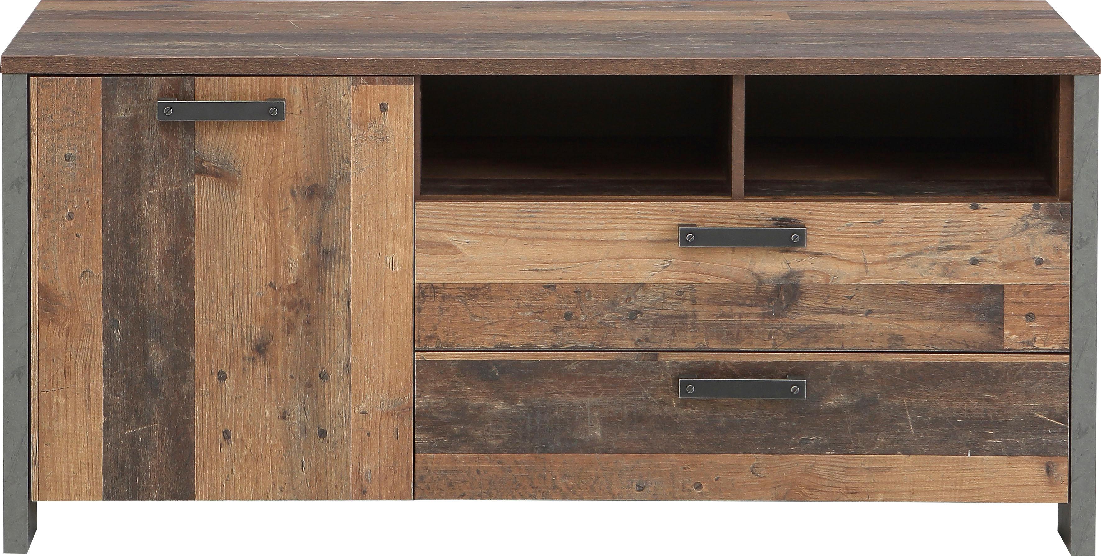 Lowboard FORTE "Clif", grau (old wood vintage, beton, optik), B:141,7cm H:63,9cm, Sideboards, Lowboard, Breite 141 cm