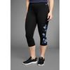 Leggings KANGAROOS, Damen, Gr. 48, N-Gr, schwarz (schwarz, bedruckt), Obermaterial: 95% Baumwolle, 5% Elasthan, sportlich, schmal 3/4-Länge, Hosen, Große Größen