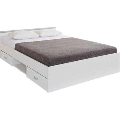 Funktionsbett PARISOT "Stauraumbett, TOPSELLER", weiß, B:146cm H:58,9cm L:206cm, Pflegeleichte Kunststoffoberfläche, Griffe und Zierblende am Kopfteil silberfarben, aus Kunststoff, Daybetten, in 2 Breiten, pflegeleichte Kunststoffoberfläche, mit...