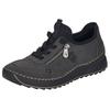 Sneaker RIEKER, Damen, Gr. 42, grau (grau, schwarz), Nubuklederimitat, Textil, sportlich, Schuhe Sneaker, Schnürschuh, Halbschuh, Slipper mit Kontrastnaht
