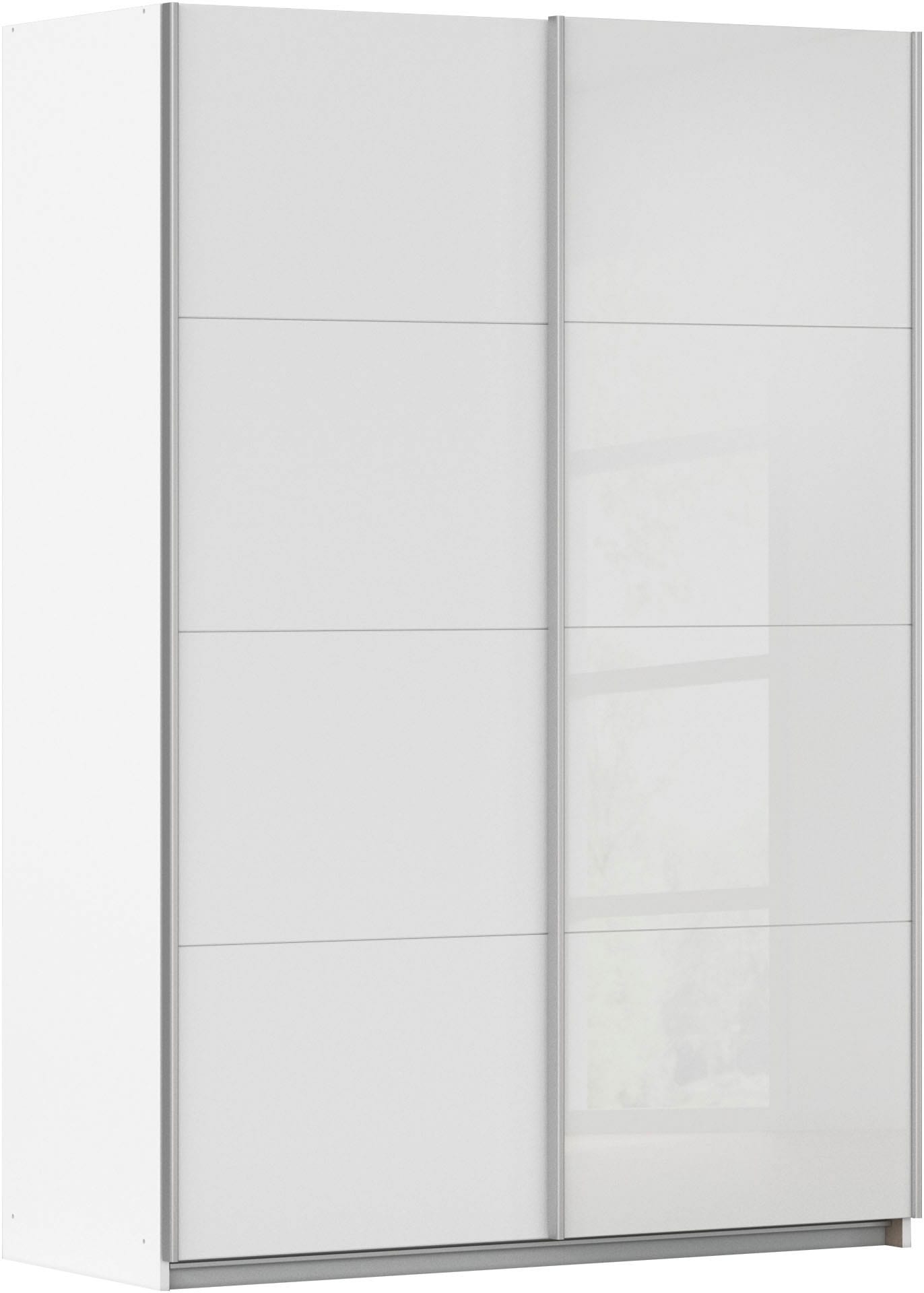 Schwebetürenschrank RAUCH "Subito Kleiderschrank Bestseller", weiß (weiß, weißglas), B:136cm H:197cm T:61cm, Holzwerkstoff, Schränke, Schwebetürenschrank, Schlafzimmerschrank Garderobe mit 4 Glaselementen