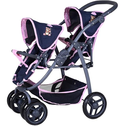 "Puppen-Zwillingsbuggy KNORRTOYS ""Milo - Navy Pink Bear"" Puppenwagen bunt (navy pink) Kinder"