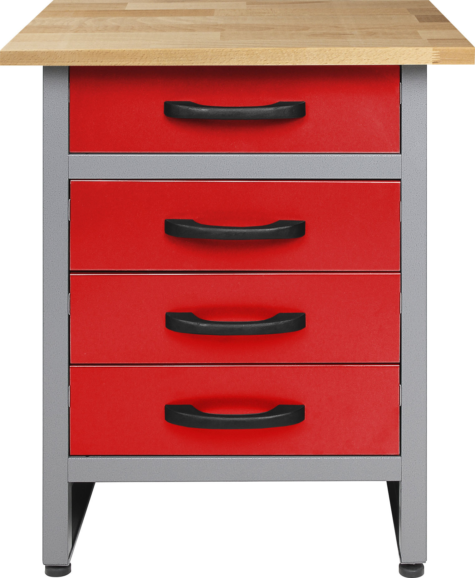 Werkbank ONDIS24 "Bernd", rot (rot, anthrazit), B:60cm H:85cm T:60cm, Edelstahl, Werkbänke, höhenverstellbar, 4 Schubladen, ca. 60x60x85 cm