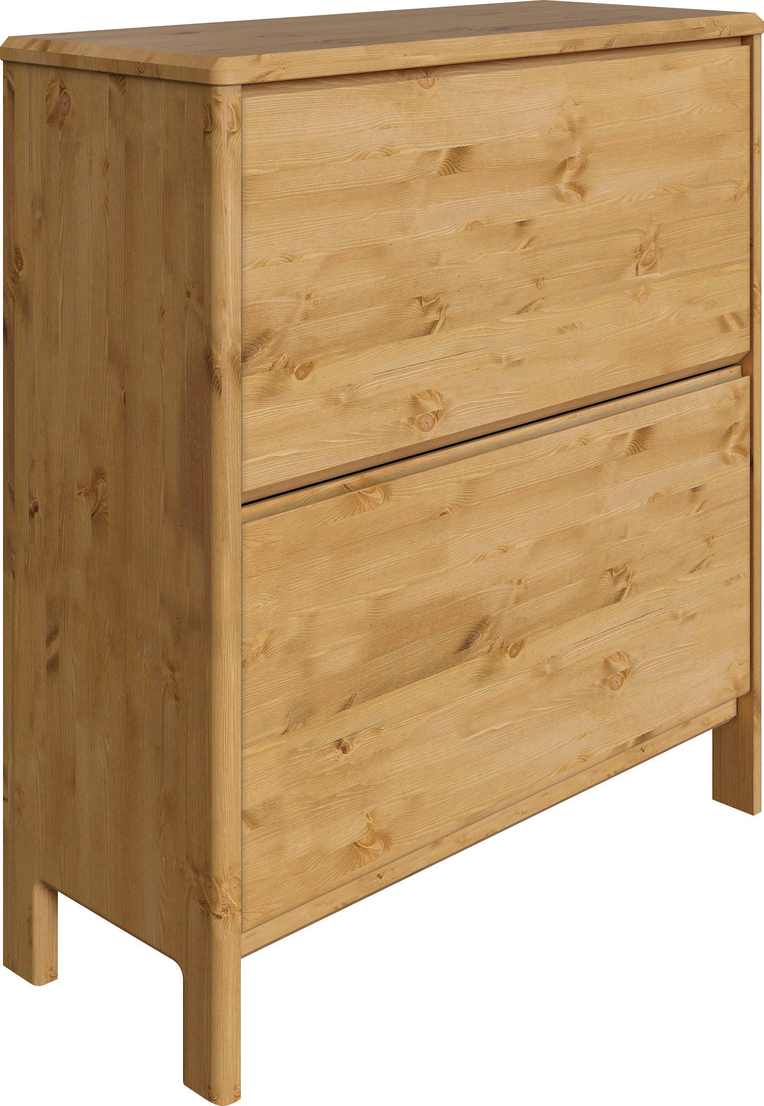 Schuhschrank HOME AFFAIRE "Luven", beige (natur), B:82cm H:92cm T:34cm, Massivholz, Schränke, Schuhschrank, FSC zertifiziertes Massivholz, mit 2 Klappen