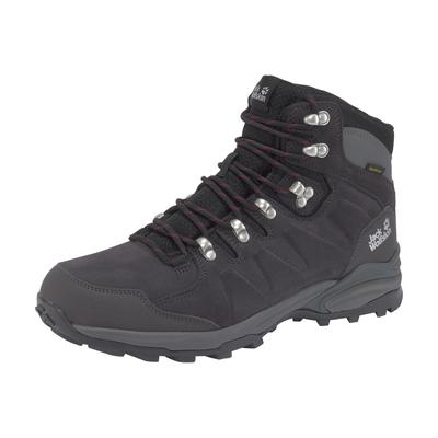 Wanderschuh JACK WOLFSKIN "REFUGIO TEXAPORE MID W", Gr. 39, lila (schwarz, steel, lila), Leder, sportlich, Schuhe, wasse