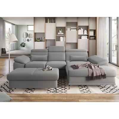 Ecksofa SIT & MORE "Cabrio L-Form, mit Sitztiefenverstellung, Arm- und Kopfteilverstellung", grau, B:295cm H:87cm T:180cm, 100% Polyester, Sofas, 2 Nierenkissen, Federkern, optional Bettfunktion und Stauraum Image