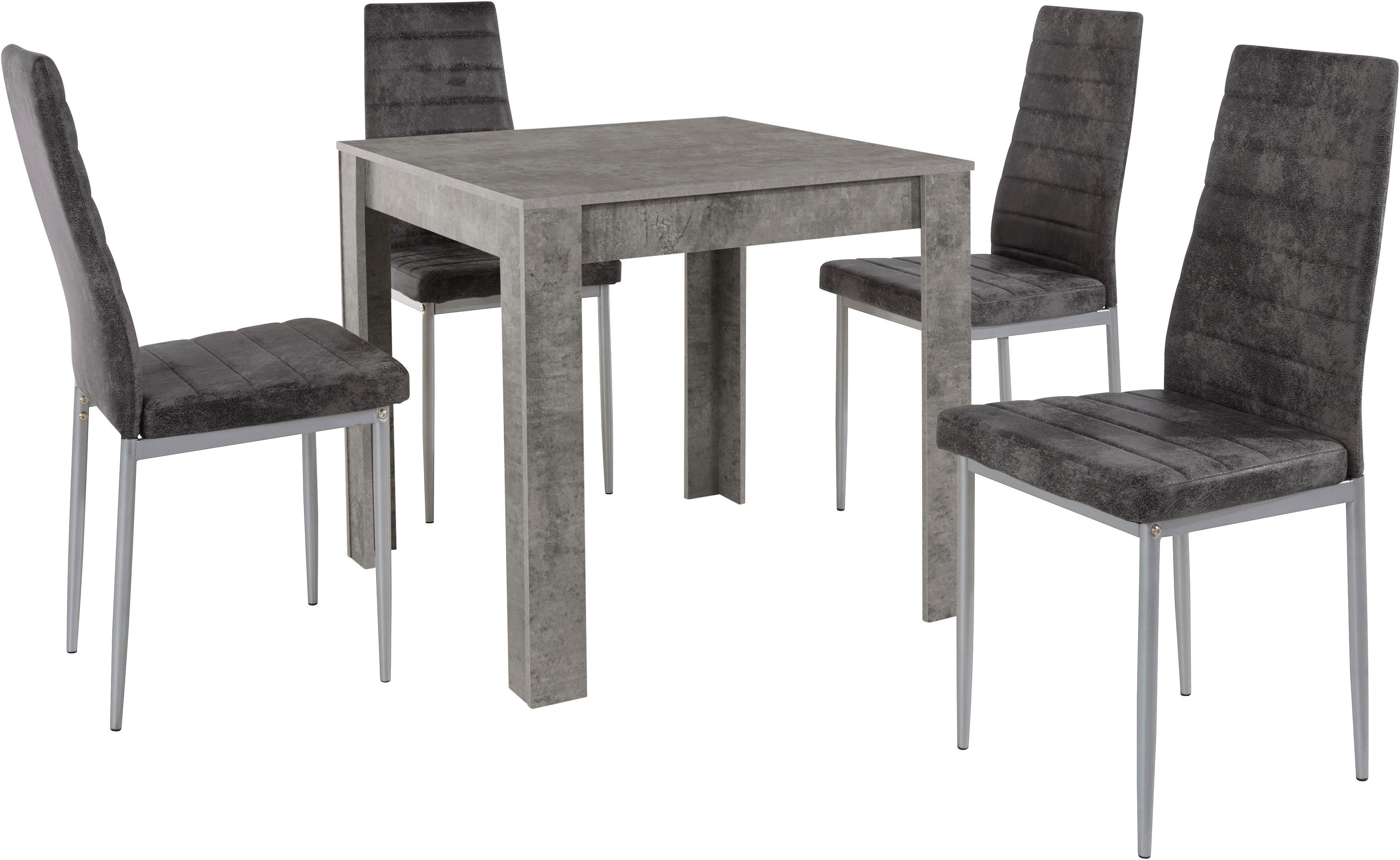 Essgruppe INOSIGN, grau (hellbeton, anthrazit,), B:80cm, FSC-zertifizierter Holzwerkstoff, Sitzmöbel-Sets, Essgruppe, Tischgruppe für kleine Räume