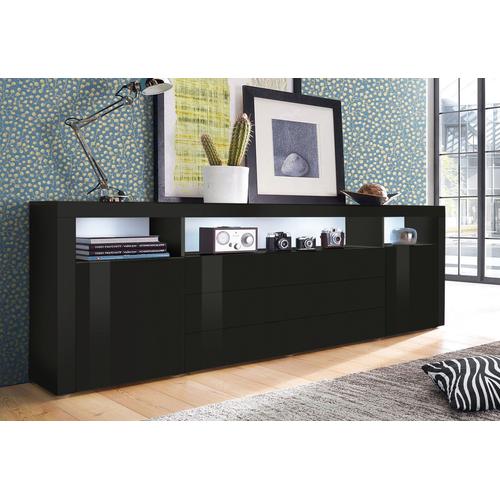 „Sideboard BORCHARDT MÖBEL „“Santa Fe““ Sideboards Gr. B/H/T: 200 cm x 72 cm x 35 cm, 3, schwarz (schwarz hochglanz) Sideboards Breite 200 cm“