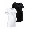 Umstandsshirt NEUN MONATE "2er Pack T-Shirts für Schwangerschaft und Stillzeit" Gr. 40/42, schwarz-weiß (schwarz, weiß) Damen Shirts Umstandsshirts