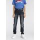 Stretch-Jeans ARIZONA "Regular fit Jeans", Jungen, Gr. 176, N-Gr, blau (dunkelblau, used), Denim/Jeans, Obermaterial: 75% Baumwolle, 24% Polyester, 1% Elasthan, Basic, Basic schmal normal, Jeans, schmaler Schnitt, 5-Pocket-Stil, normale Leibhöhe