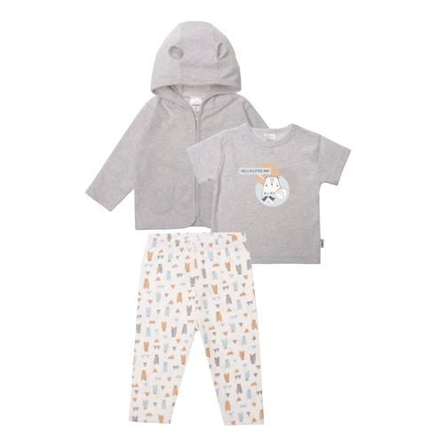 „Erstausstattungspaket LILIPUT „“3-teiliges Bärchen Erstausstattungsset““ Gr. 50/56, grau Baby KOB Set-Artikel Outfits mit tollem Bärchen Druck“