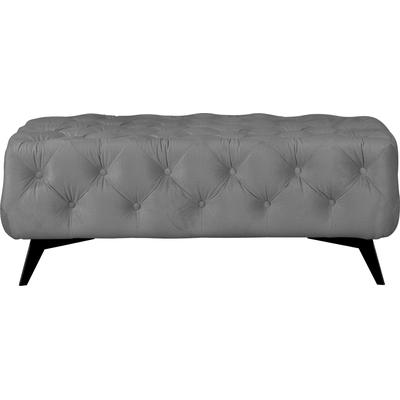 Polsterhocker LEONIQUE "Amaury", grau, B:120cm H:45cm T:80cm, Struktur (100% Polyester), Samtoptik (100% Polyester), Hocker, Chesterfield-Optik, Breite 120cm, Fußfarbe wählbar Image