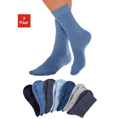 Basicsocken LAVANA Gr. 39-42, blau (jeans) Damen Socken mit druckfreiem Bündchen