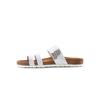 Pantolette LASCANA "Mule, Sandale, offener Schuh", Damen, Gr. 38, weiß, Obermaterial: 100% Textilmaterial. Decksohle: 100% Rindsleder. Laufsohle: 100% Synthetik, Glitzer, modisch, Schuhe, mit Komfortkorkfußbett aus Leder und elastischen Riemchen