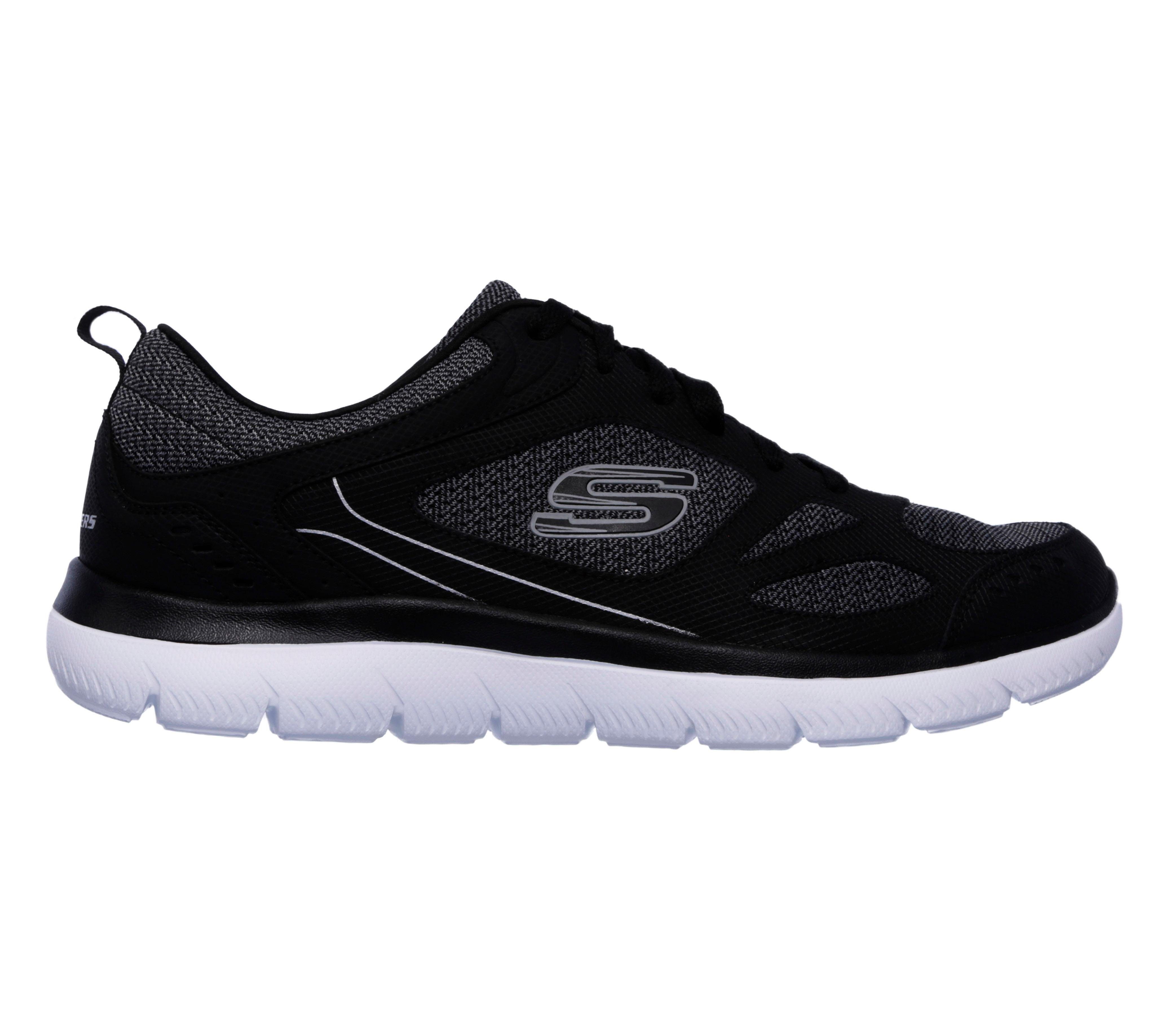 Sneaker SKECHERS "Summits-South Rim", Herren, Gr. 45, schwarz (schwarz, grau), Leder, Textil, Schuhe Sneaker, Freizeitschuh, Halbschuh, Schnürschuh im modernen Materialmix
