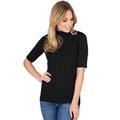 T-Shirt TRIGEMA "TRIGEMA mit elastischem Stehkragen" Gr. XXL, schwarz Damen Shirts kurzarm