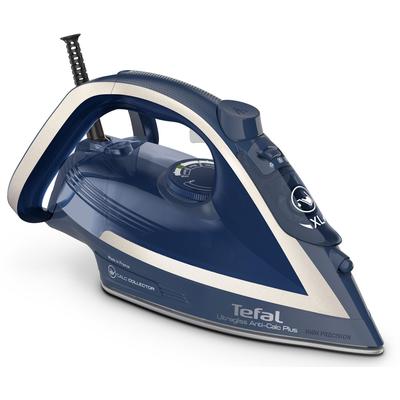 TEFAL Dampfbügeleisen "Ultragliss Plus, 2800 W, Dampfstoß: 250 g/Min., 50 g/Min. Dampfabgabe", blau (blau, kupferfarben), B:13,5cm H:15,5cm T:30,5cm, Bügeleisen, Vertikaldampf, abnehmbarer Kalk-Kollektor, Eco Mode, blau/weiß FV6830