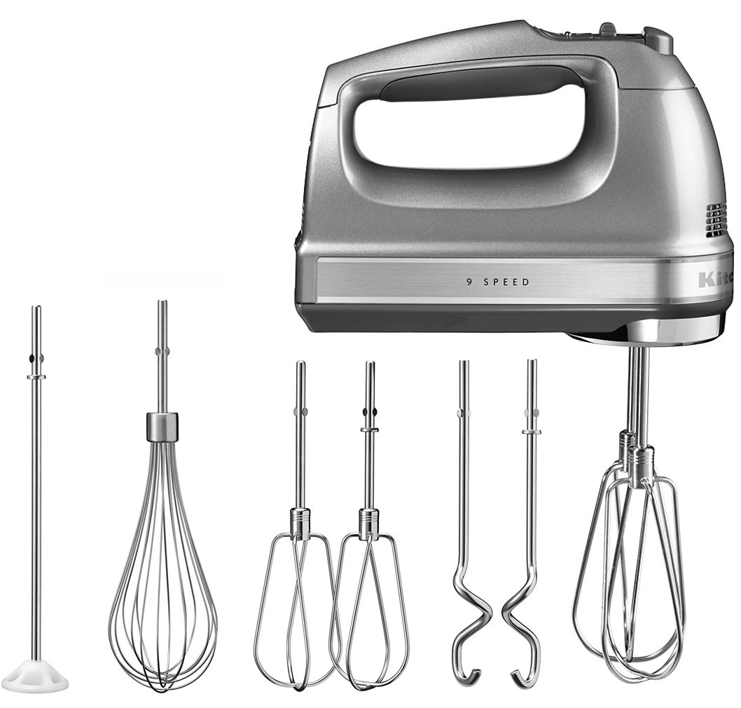 KITCHENAID Handmixer "5KHM9212ECU CONTOUR SILVER", silber (contur, silber), B:8cm H:15cm T:20cm, Mixer, 9 Stufen
