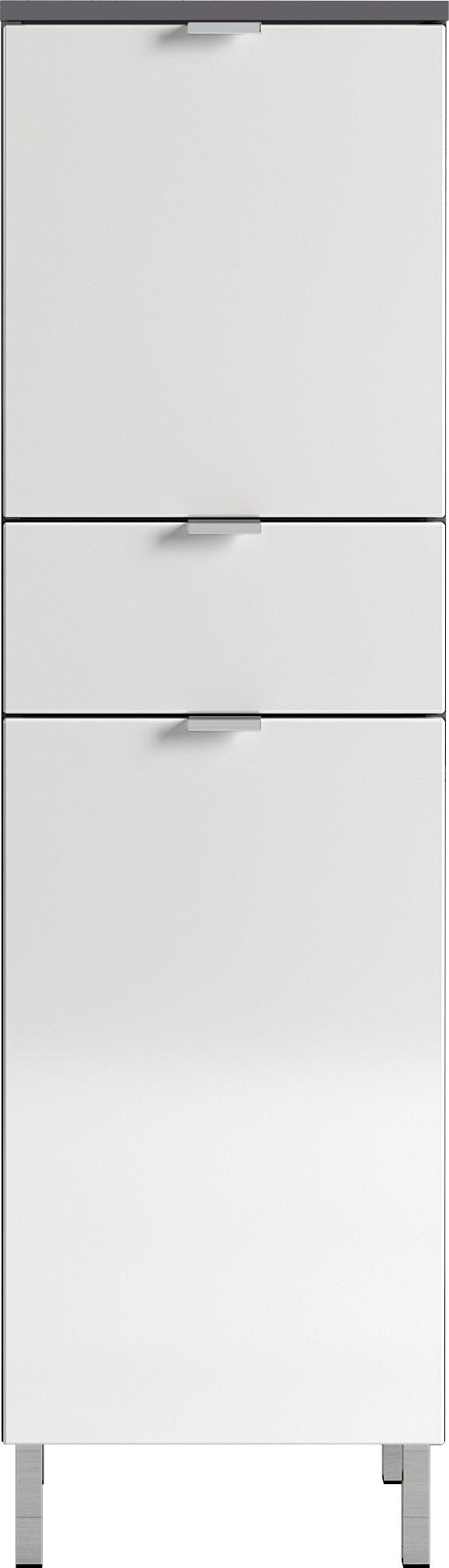 Midischrank GERMANIA "GW-Mauresa", weiß (graphit, weiß hochglanz), B:34cm H:120cm T:34cm, Schränke, Midischrank