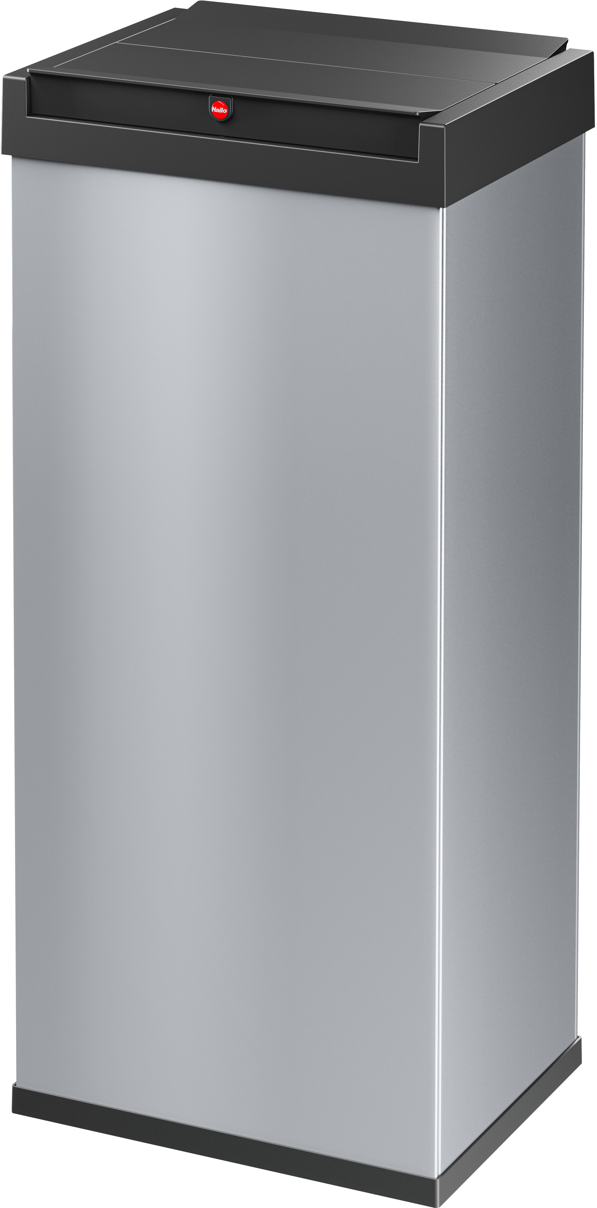 Mülleimer HAILO "Big-Box Swing XL", grau (aluminiumfarben, schwarz), B:33,9cm H:76,3cm T:26cm, Metall, Mülleimer, Mülleimer, 52 l, Stahlblech o. Edelstahl, mit selbstschließendem Schwingdeckel