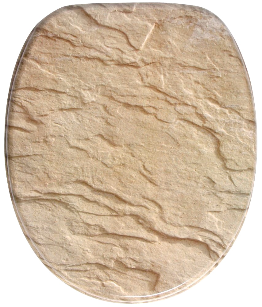 WC-Sitz SANILO "Sand Stone", braun (braun, beige), B:37,5cm L:47cm, MDF - Mitteldichte Holzfaserplatte, WC-Sitze, mit Absenkautomatik