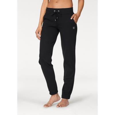 Relaxhose H.I.S, Damen, Gr. 36/38, N-Gr, schwarz, Sweatware, Obermaterial: 60% Baumwolle, 40% Polyester, unifarben, Basic, bequem lang, Hosen, mit breitem Bund, Loungewear, Loungeanzug, Topseller Image