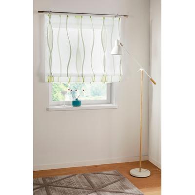 Raffrollo MY HOME "Dimona" Gr. 5, beige (creme, grün), B:120cm H:140cm, Voile, Obermaterial: 100% Polyester, Raffrollos, Transparent, Voile, Polyester, Wellen Image
