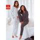 Pyjama VIVANCE DREAMS Gr. 40/42, schwarz-weiß (weiß, schwarz, gepunktet, weiß, gemustert) Damen Homewear-Sets Pyjamas