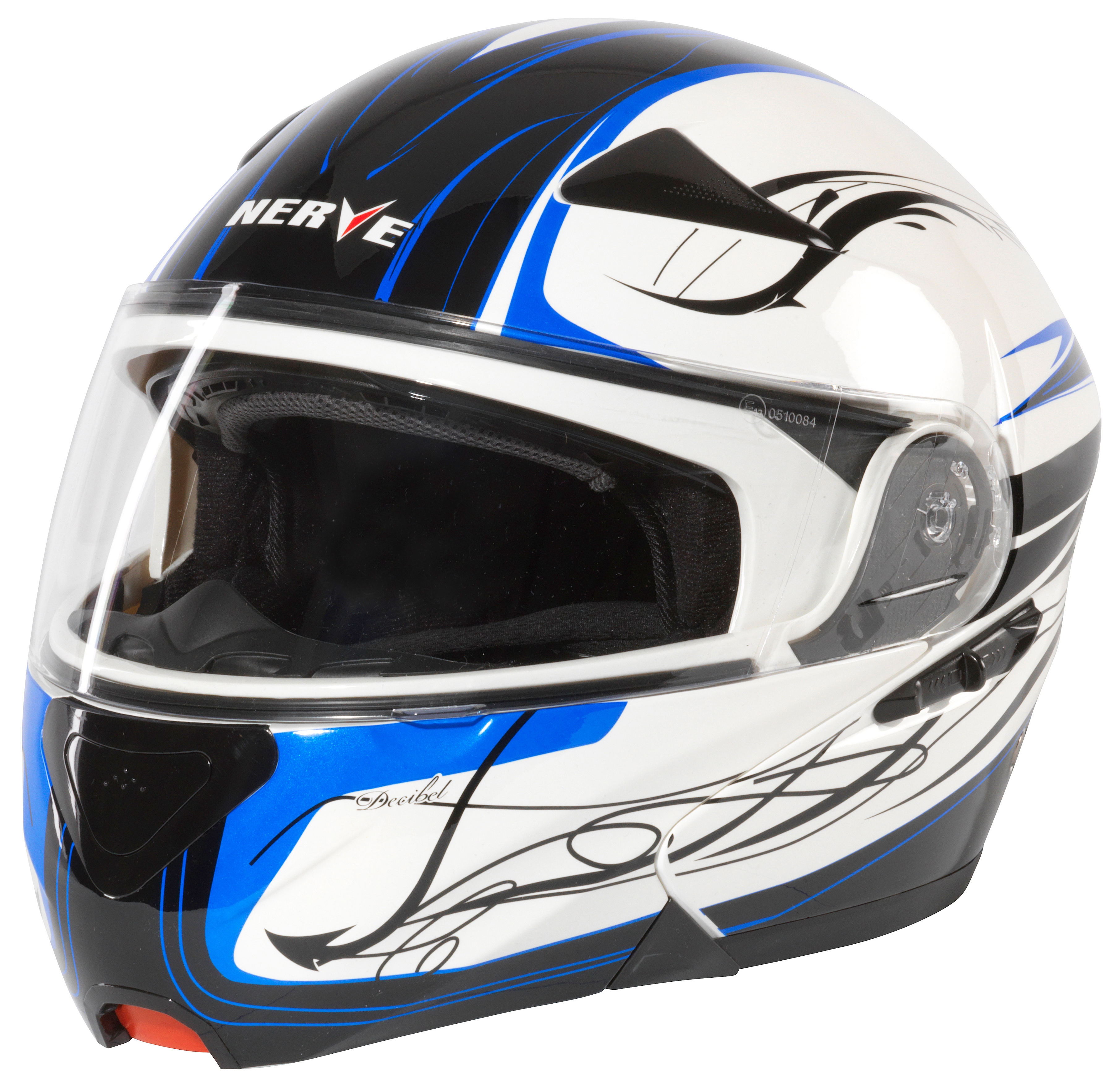 Motorradhelm NERVE "NH5008" Gr. XL, schwarz (weiß, blau, schwarz), Helme, XL Kopfumfang: 61cm - 62cm Image