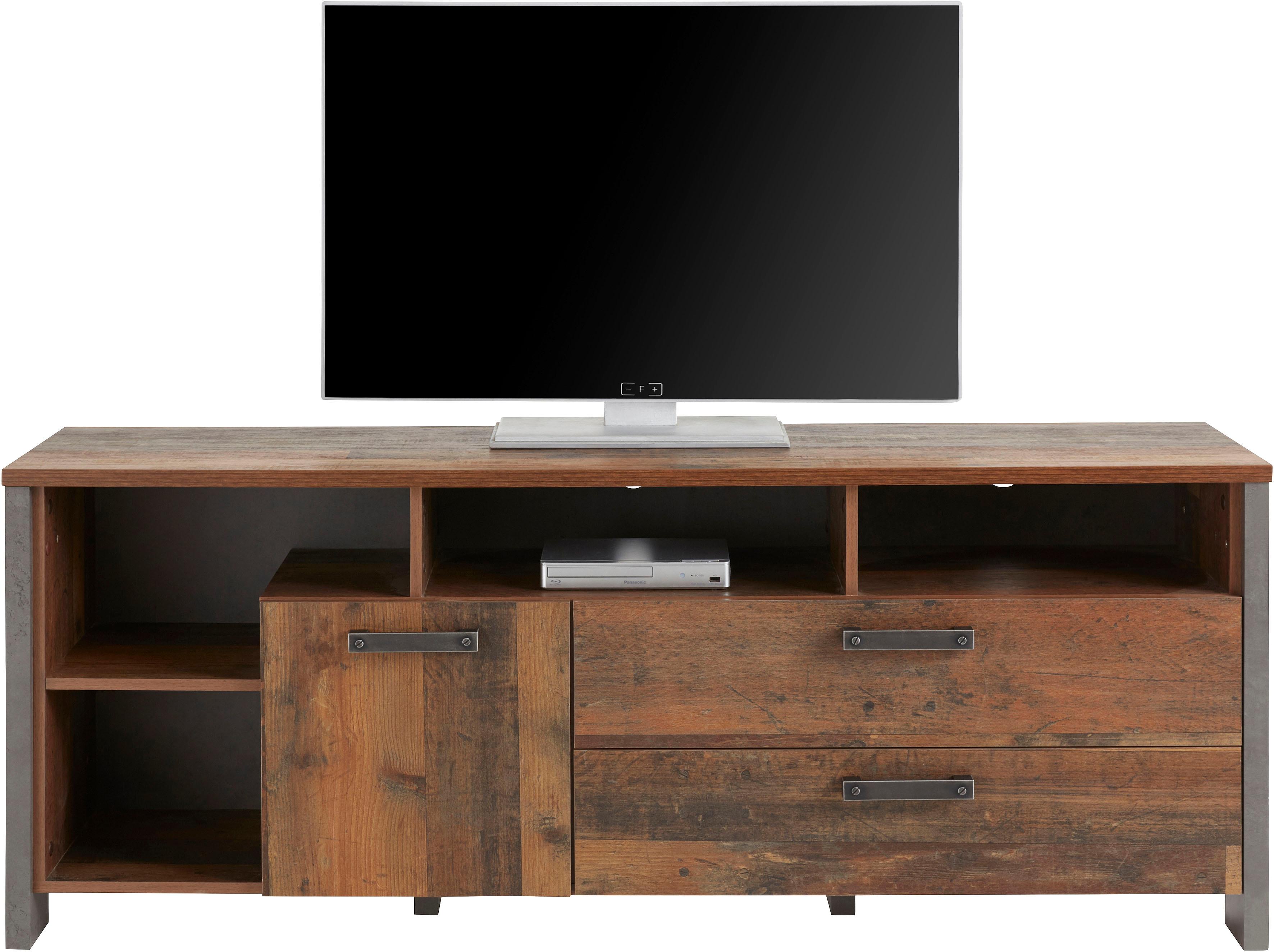 Lowboard FORTE "Clif", grau (old wood vintage, beton, optik), B:161cm H:63,9cm, Sideboards, Lowboard, Breite 161 cm