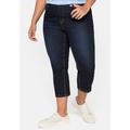 Caprijeans SHEEGO "Große Größen" Gr. 44, Normalgrößen, blau (blue black denim) Damen Jeans Caprijeans 3/4