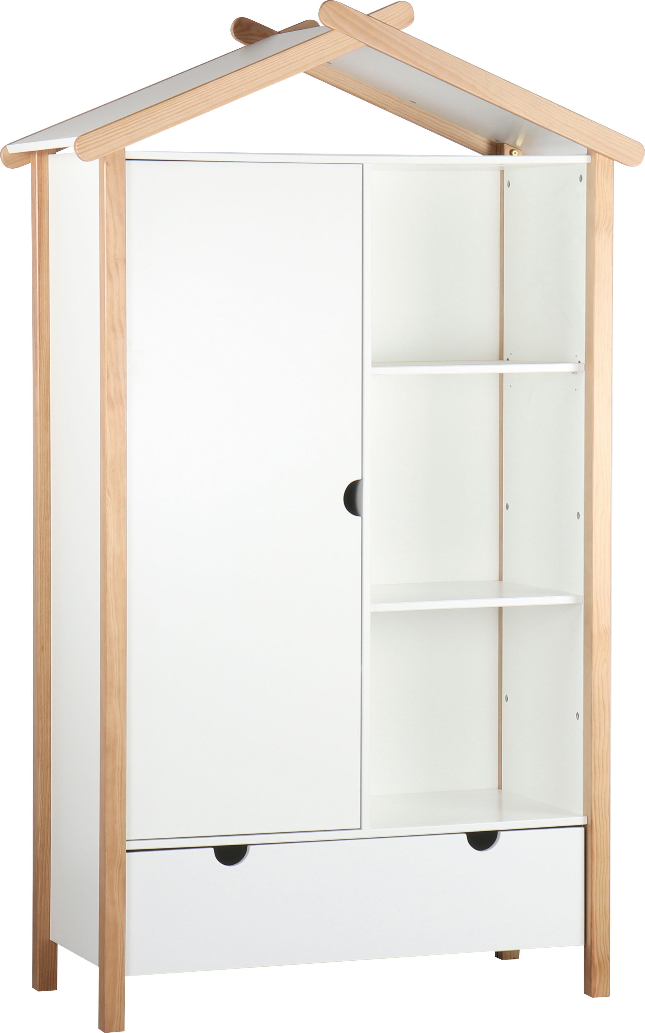 Kleiderschrank LÜTTENHÜTT "Dolidoo", weiß, B:112cm H:187cm T:51cm, Holzwerkstoff, Massivholz, Schränke, Kleiderschrank, für das Kinderzimmer