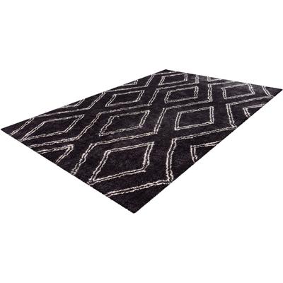 Hochflor-Teppich MY HOME "Jeana" Gr. 4, grau (anthrazit), B:160cm H:27mm L:230cm, Kunstfaser, Teppiche, retro, Wohnzimmer Image
