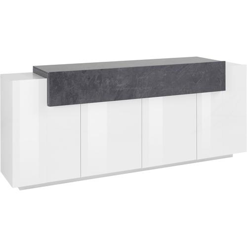 „Sideboard TECNOS „“Coro““ Sideboards Gr. B/H/T: 200 cm x 85,6 cm x 45 cm, schwarz-weiß (weiß hochglanz, schieferfarben) Sideboards Breite ca. 200 cm“