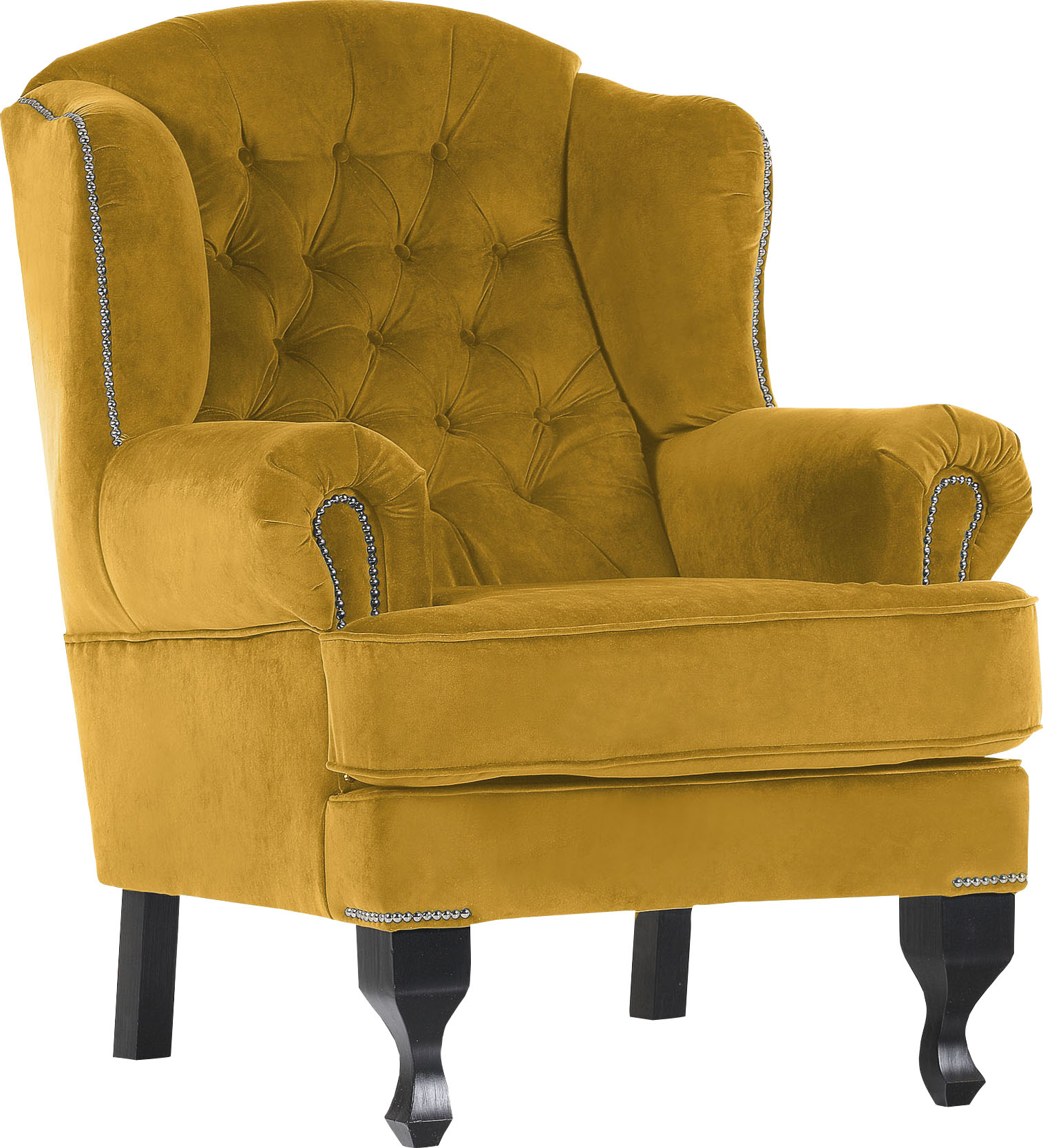 Ohrensessel GUTMANN FACTORY "New Barock", gelb, B:87cm H:107cm T:96cm, Sessel