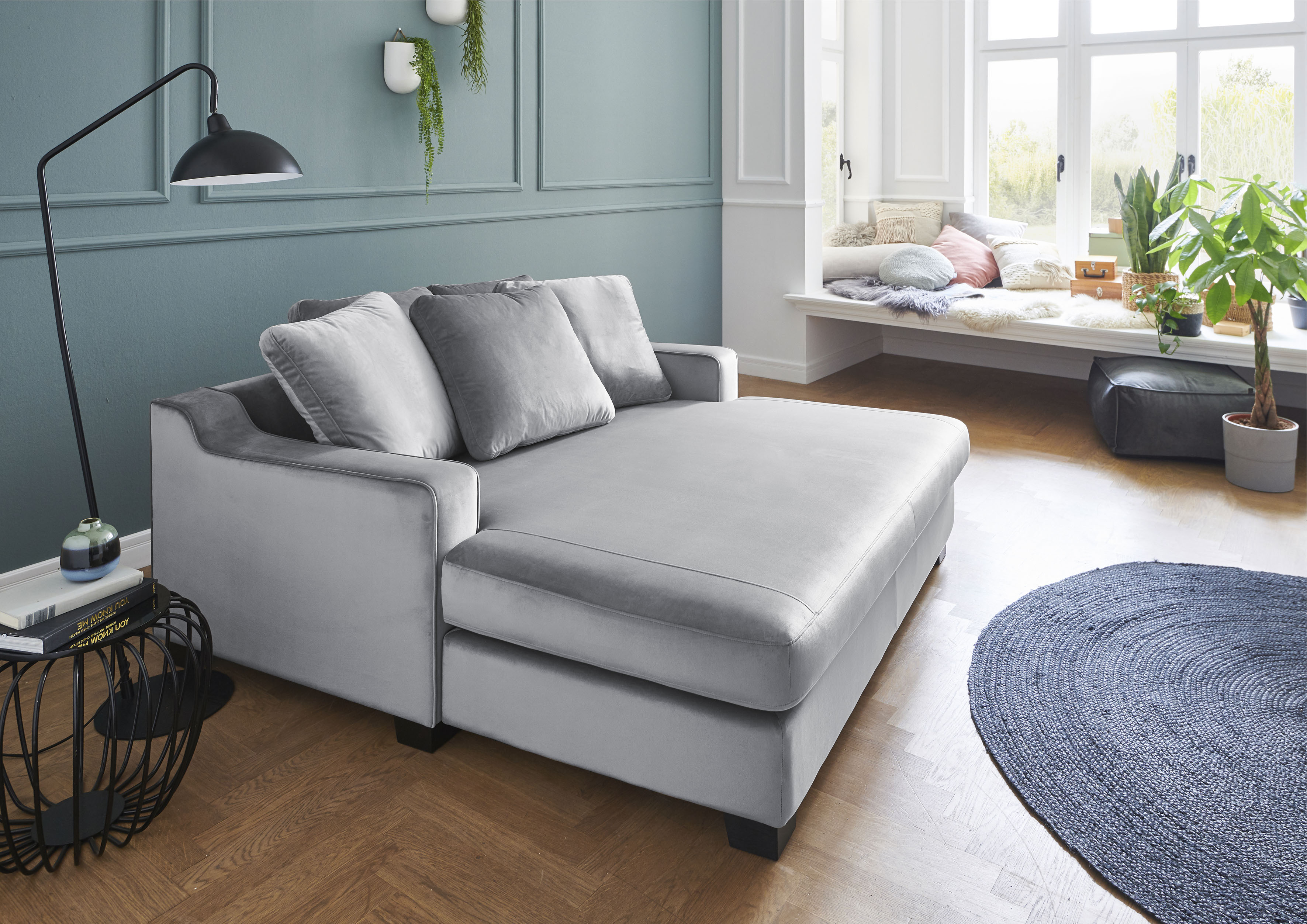 XXL-Sessel "Nobel", grau (silbergrau), B:158cm H:89cm T:173cm, ATLANTIC HOME COLLECTION, Sessel, XXL-Sessel, Megasessel, Loveseat, inkl. 5 Rückenkissen, frei im Raum stellbar