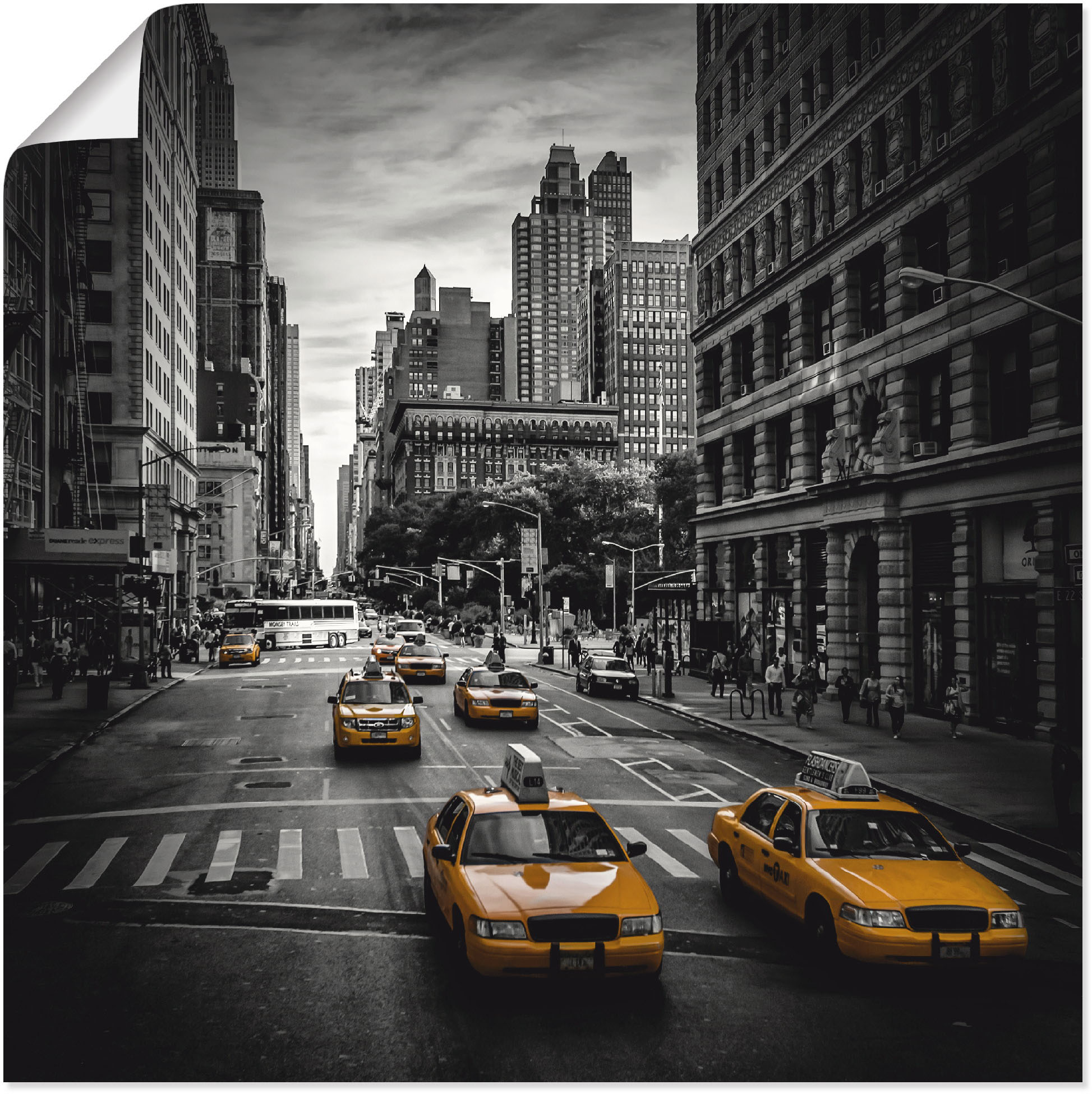 Wandbild ARTLAND "New York City Verkehr 5th Avenue", schwarz (farbe bild(er): schwarz), B:40cm H:40cm, Bilder, als Alubild, Outdoorbild, Leinwandbild, Poster, Wandaufkleber Image