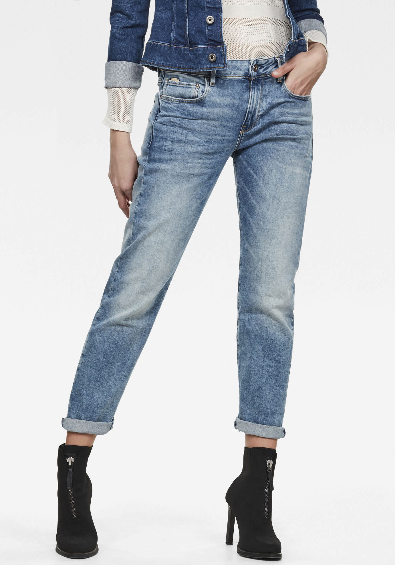 Boyfriend-Jeans G-STAR "Kate Boyfriend", Damen, Gr. 28, Länge 30, blau (light indigo aged (light blau)), Denim/Jeans, Obermaterial: 99% Baumwolle, 1% Elasthan, straight fit normal, Jeans, mit authentischen Used Effekten
