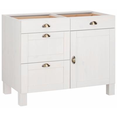Unterschrank HOME AFFAIRE "Oslo", beige (cremefarben), B:100cm H:83cm T:57cm, Massivholz, Schränke, 100 cm breit, ohne Arbeitsplatte, 2 Schubkästen, 2 Auszüge Image