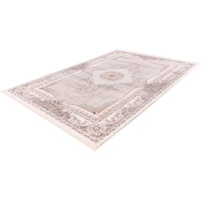 Teppich CALO-DELUXE "Miran 825" Gr. 4, bunt (silberfarben, grau), B:160cm H:12mm L:230cm, Kunstfaser, Teppiche, Fransenteppich, Vintage Design, mit Fransen, Wohnzimmer Image