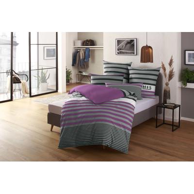 Bettwäsche H.I.S "Majoran", lila (beere), B/L: 135cm x 200cm, , Linon, B/L: 40cm x 80cm, Linon, Obermaterial: 100% Baumwolle, Bettwäsche, gestreifte Bettwäsche in verschiedenen Qualitäten Image