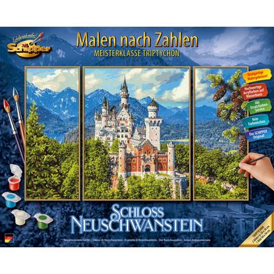 Malen nach Zahlen SCHIPPER "Meisterklasse Triptychon - Schloss Neuschwanstein", bunt, Malvorlagen, KinderB:20cm H:50cm, Made in Germany, B:20cm H:50cm
