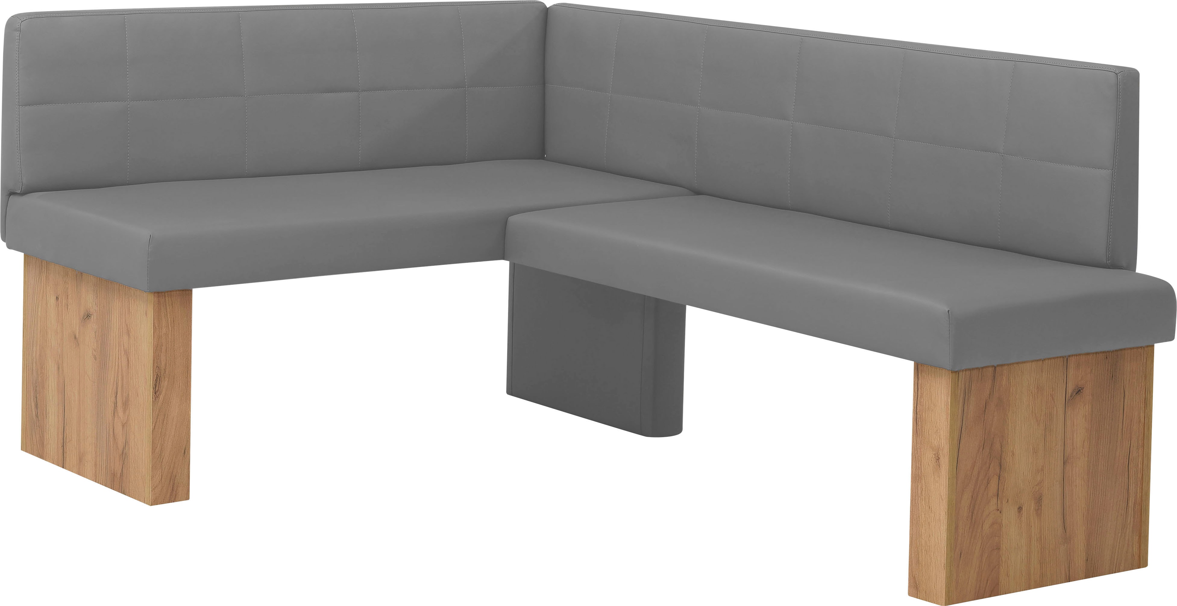 Eckbankgruppe MASSIVLINE & MORE "Anna", braun (eichefarben, lotos 5311 grau, grau, eichefarben), Kunstleder, Langer Schenkel rechts (130/169cm), Holzwerkstoff, Kunstleder, Sitzmöbel-Sets, Eckbankgruppe, mit 2 Stühlen mit massiven Gestell
