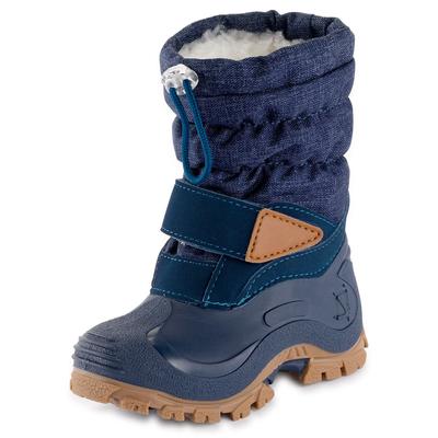 Snowboots LURCHI "Finn", Kinder, Gr. 29, blau (navy, gemustert), Synthetik, Textil, sportlich, Schuhe, Winterboots mit Schurwolle, Größenschablone zum Download