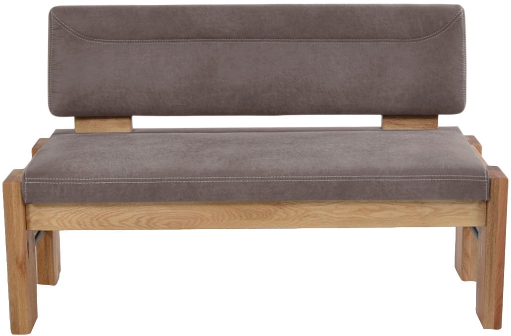 Polsterbank K+W KOMFORT & WOHNEN, braun (schwarzbraun 78, balkeneiche natur), B:181cm H:90cm T:63cm, Sitzbänke, Polsterbank, gepolsterte Stauraumbank, Massivholz, in 2 Breiten 161cm oder 181cm